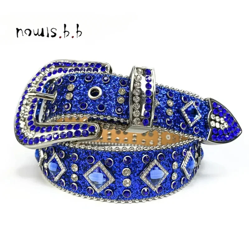 Rhinestone Skull Belts For Women Men Punk Western Cowboy Bling Bling Diamond Crystal Studded Y2K Belt Strap For Jeans