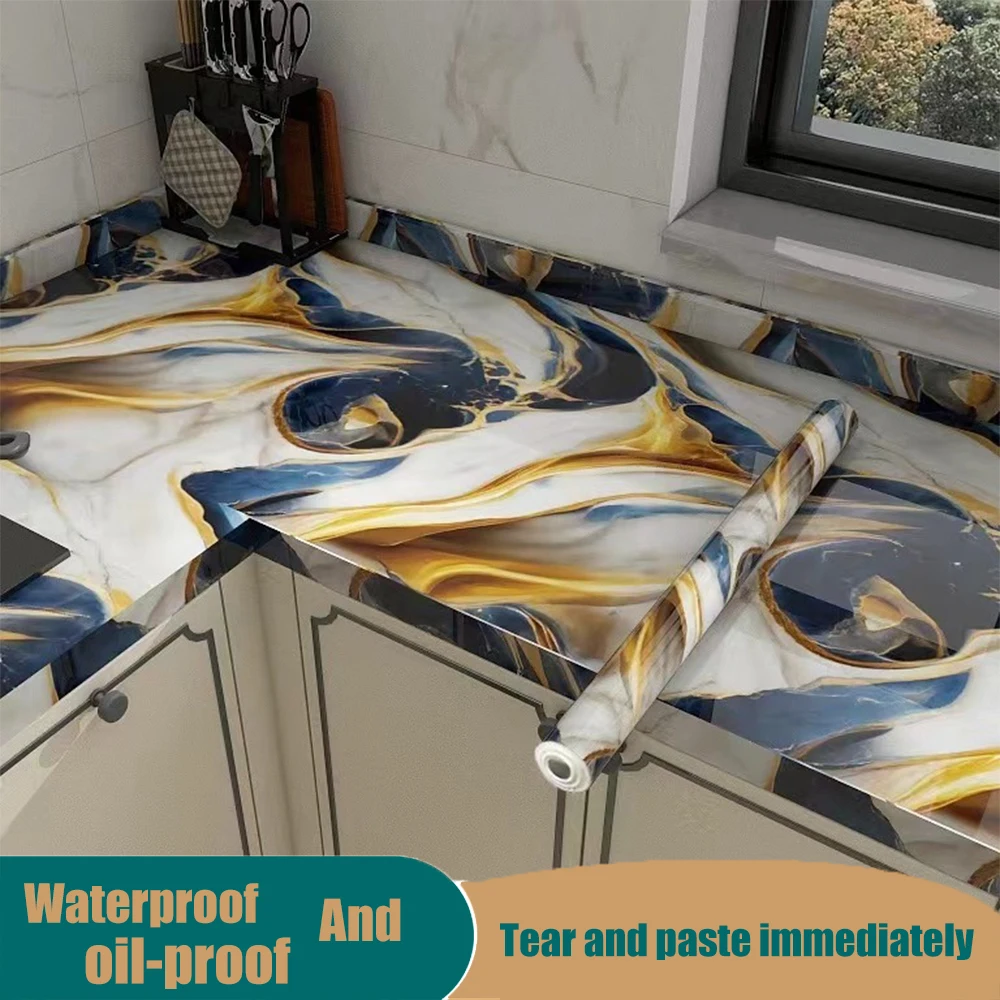 

40cm Marble Wallpaper Refurbished Waterproof Self adhesive Oil Resistant Wall Stickers for Kitchen Cabinets and Countertops