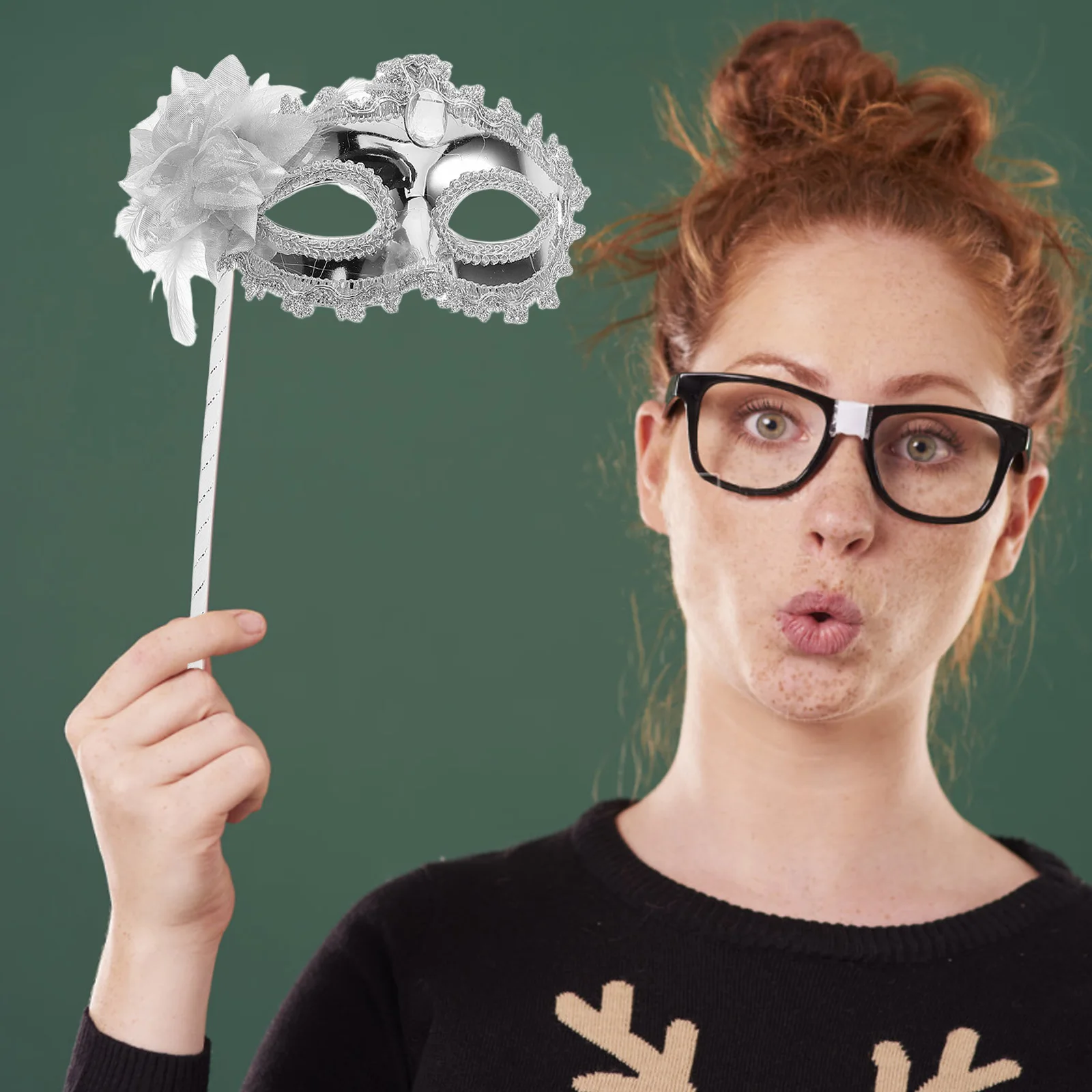 

2pcs Handheld With Stick Venetian Masquerade Mask For Women Carnival Party Wedding Halloween Masks For Woman Masquerade Mask