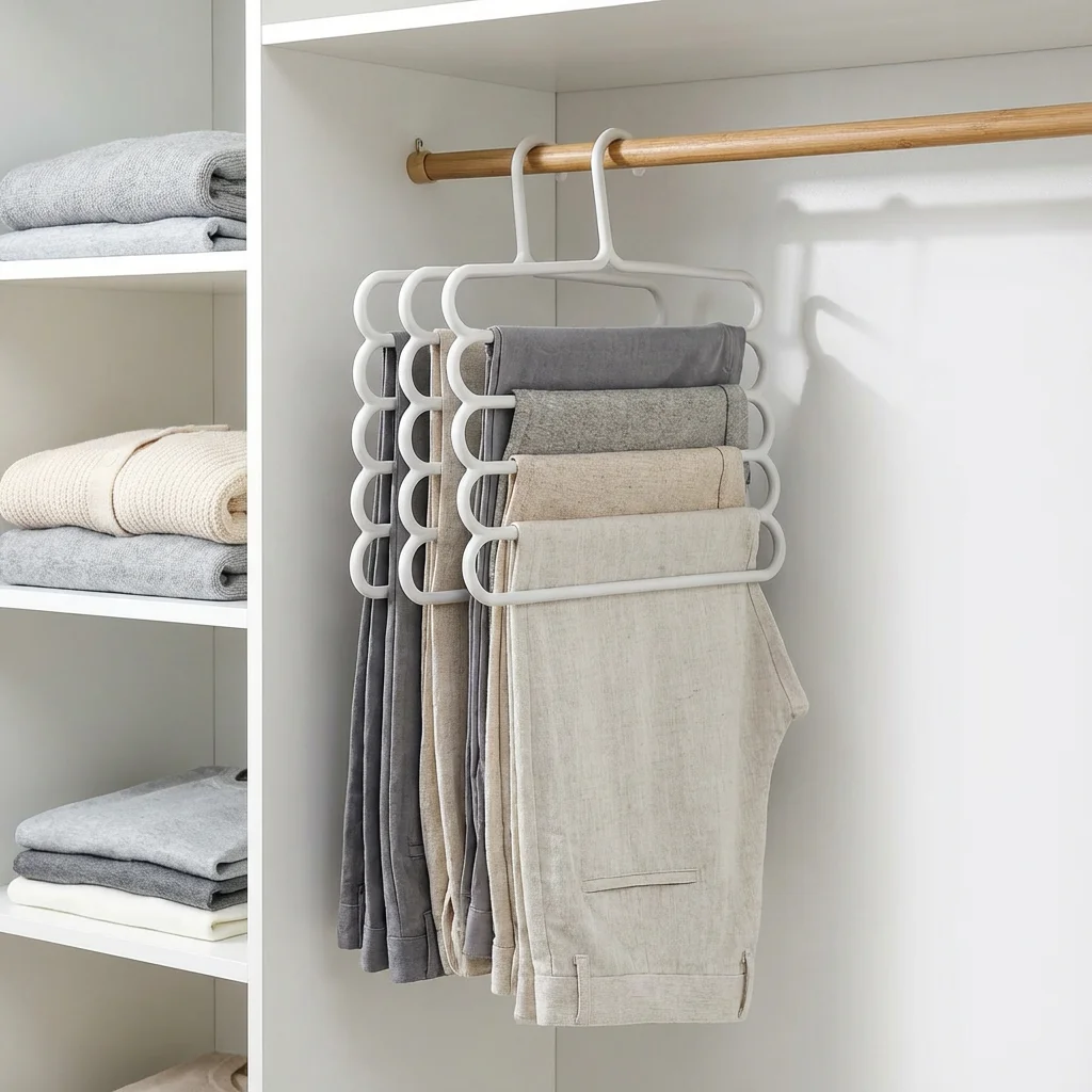 

Durable 5-Layer Pants Hanger, Non-Slip & Space-Saving, Ideal for Wardrobe Organization & Trouser Storage