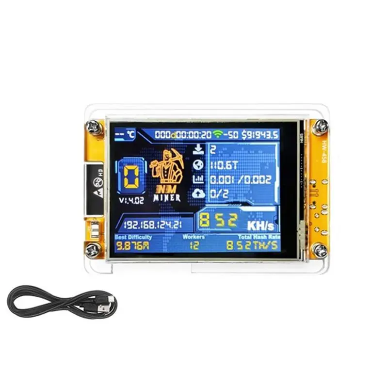 

AED6-Upgraded 852KH/S Bitcoin Solo Miner Nmminer с 2,8-дюймовым смарт-дисплеем, криптовалютный лотерейный майнер для соло-майнинга Bitcoin Nerdminer