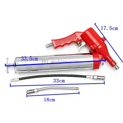 1 Set Car Manual One Hand Grip Air Mini Pneumatic Compressor Pump Grease Tith Pipe Tupe Hose For Gun Red For SUV Truck