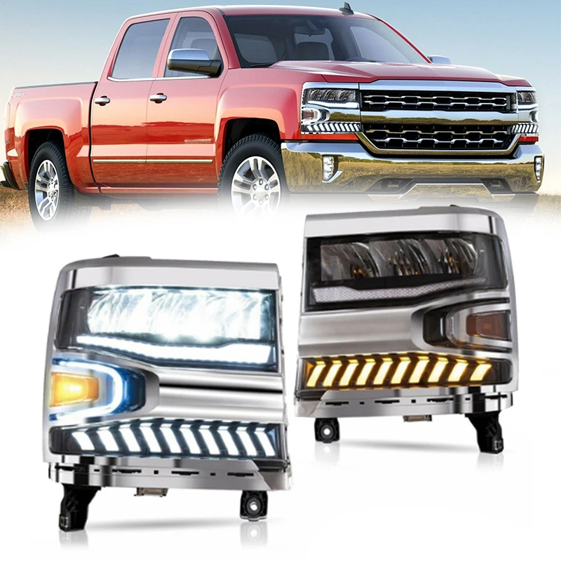 

Автоматический светодиодный фонарь для автомобиля, фары для Chevrolet SILVERADO 1500 2016-2018, светодиодные фары h7 LED h7 Luces LED 12 В