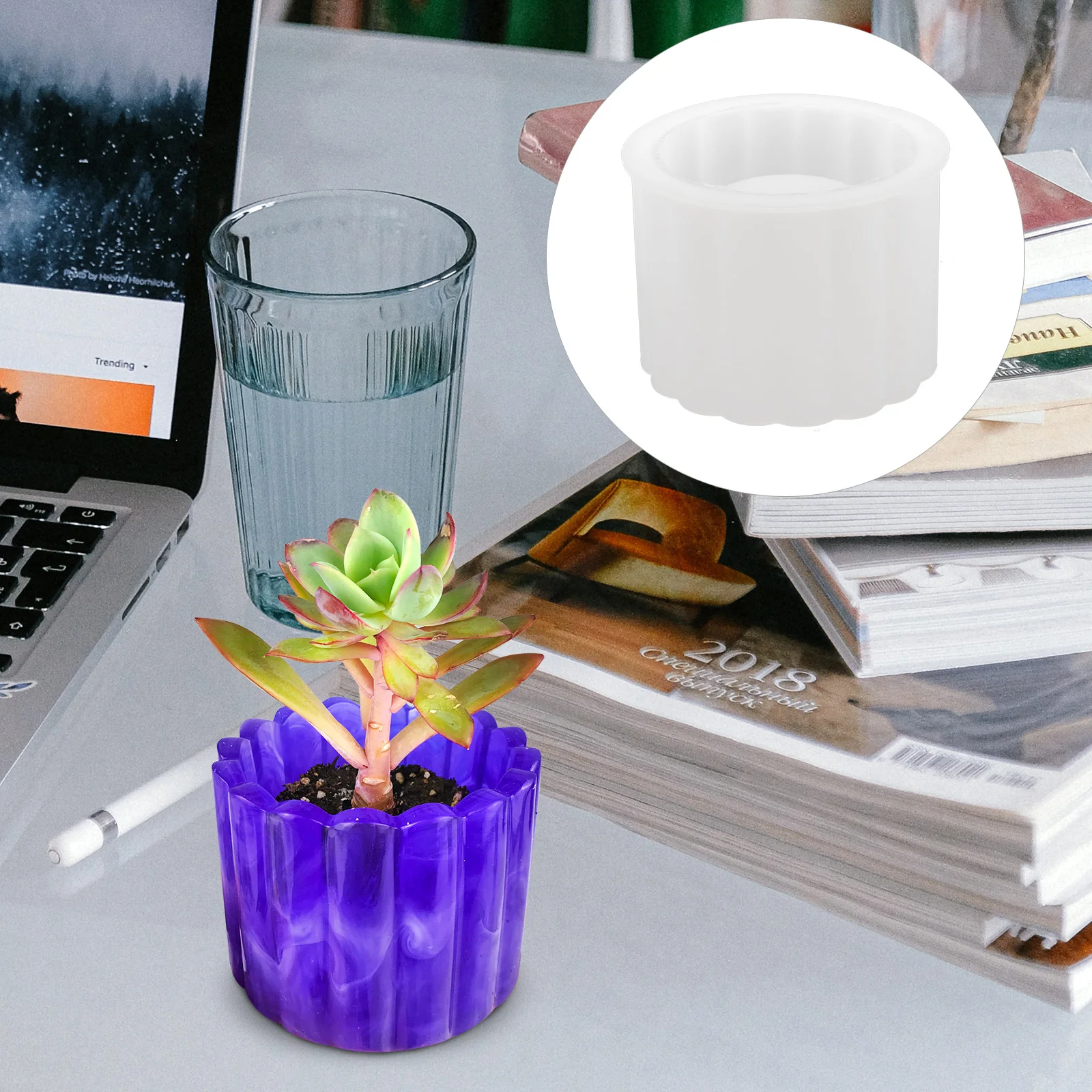 

Silicone Mold Flower Pot Diy Cylinder Concrete Casting Mould Cement White Planter Vase