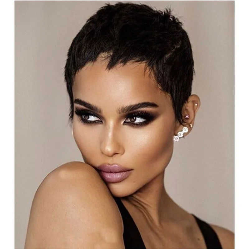 Short Hair Wigs for Women Soft Black Pixie Cut Wig