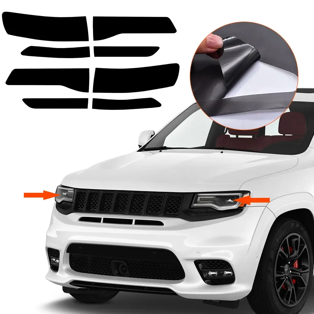 8 قطعة ل جيب ل جراند شيروكي اكسسوارات السيارات 2014-2019 الخلفية الذيل ضوء تينت تراكب الفينيل غطاء خفيف ملصق مائي اكسسوارات السيارات