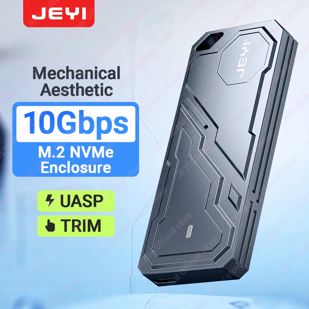 JEYI M.2 2280 NVMe SSD Enclosure RTL9210 Chip Support USB 3.2 10G UASP Trim External Hard Drive Case With Mecha Aluminum Shell