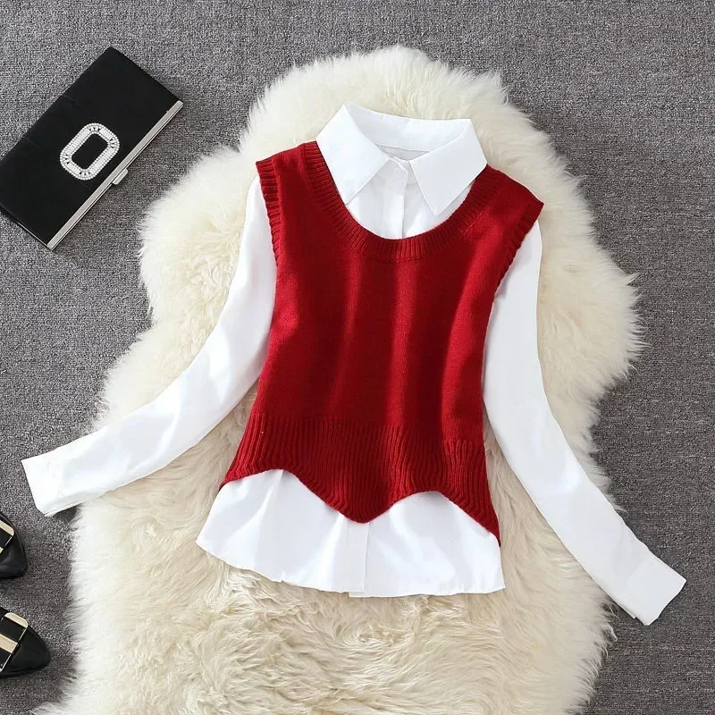 Knit Version Sleeveless Korean Female Vest Round Spring New Short Sweater Knitted Women 2021 Pullovers Autumn Casual Neck Vests