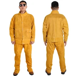 Cowhide Welding Suit Jacket Pants for Men Heavy Duty Flame Heat Resistant Anti Scalding Welder Clothes Durable and Easy To Wear
