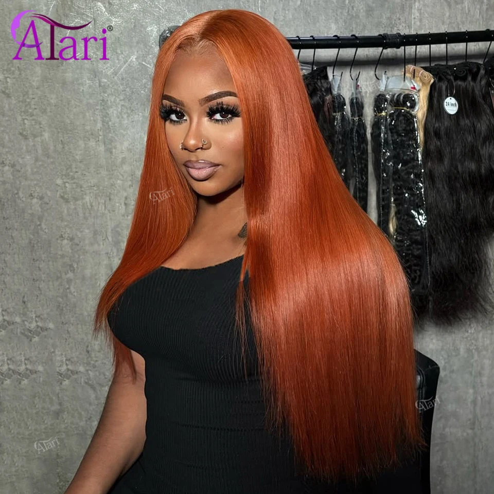 حرق البرتقال 5x5 إغلاق الجسم موجة شعر مستعار شفاف 13x4 13x6 الدانتيل أمامي الزنجبيل البرتقالي اللون شعر مستعار البرازيلي خصلات الشعر المستعار الإنسان