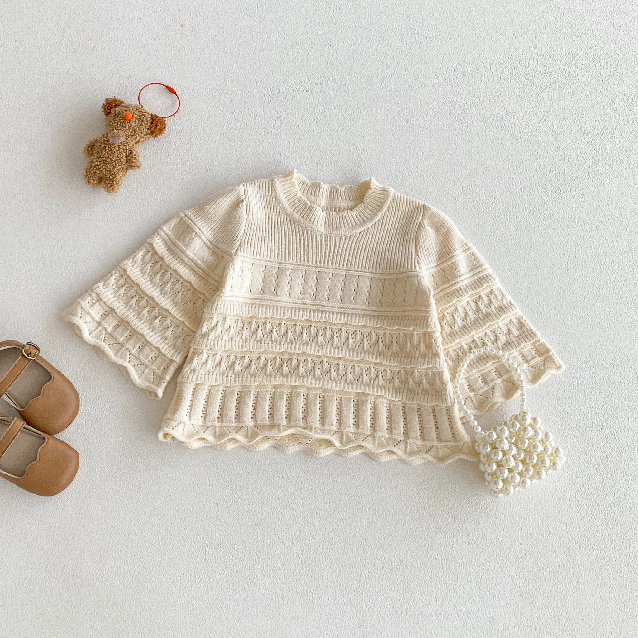 Autumn Baby Sweater and Retro Style Woolen Top for Girls