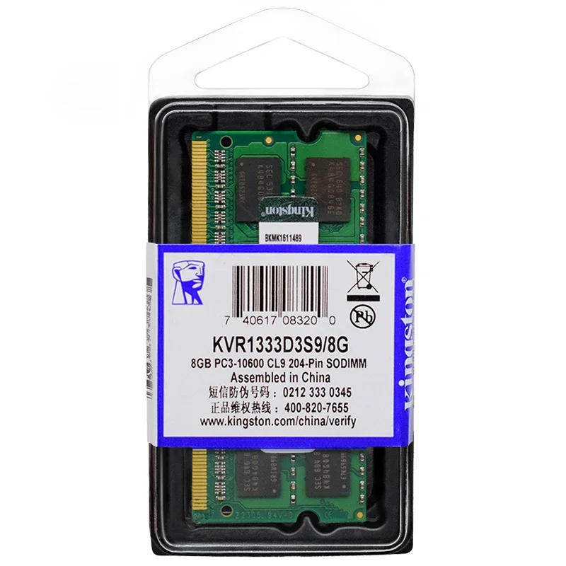 Kingston-Ram DDR3 DDR3L para portátil, 8GB, 4GB, 1066Mhz, 1333Mhz, 1600Mhz, 1866Mhz, SODIMM, PC3-8500, 10600, 12800