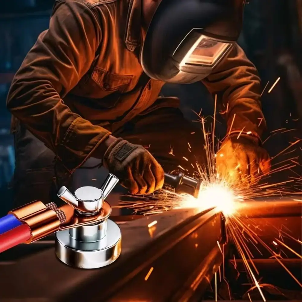 

Сильный магнитный сварочный зажим для заземления, безопасный магнит с одной головкой, сварочное заземляющее устройство, мощный медный электрод