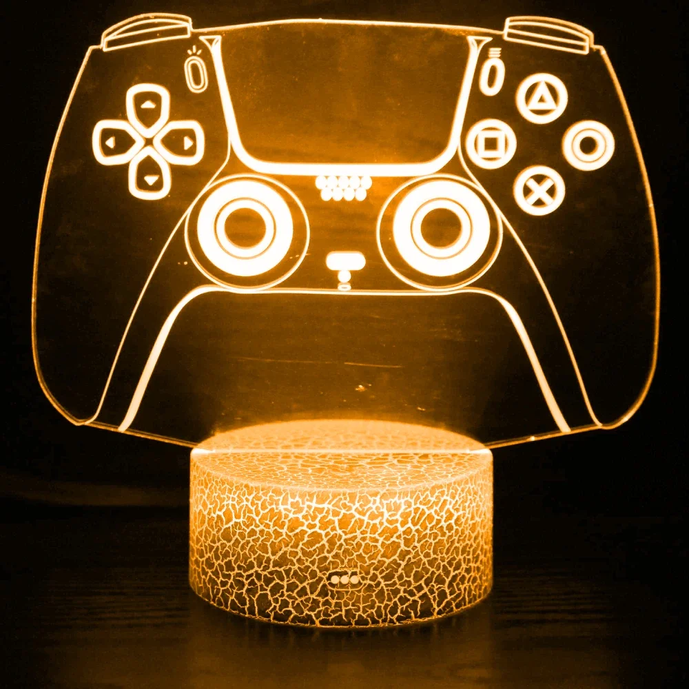 Gamepad 3D Illusion Lamp LED Night Light 7 Color Changing Gamer Nightlight Kids Room Decor Christmas Birthday Gift for Boy Men