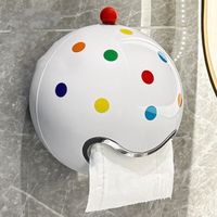 Multipurpose Toilet Paper Box Round Wall Mounted Tissue Box Holder Plastic Punch-free Paper Tissue Rack Bathroom