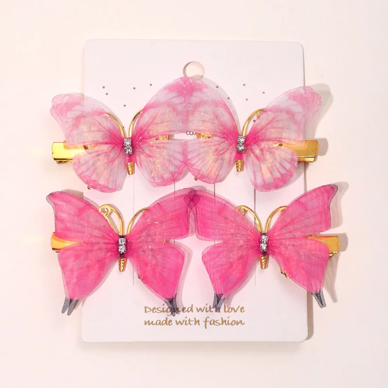 

4Pcs Colorful Butterfly Hairpins Barrettes for Girls Women Sweet Hair Ornament Rainbow Headwear Fashion Hair Accessories Gifts