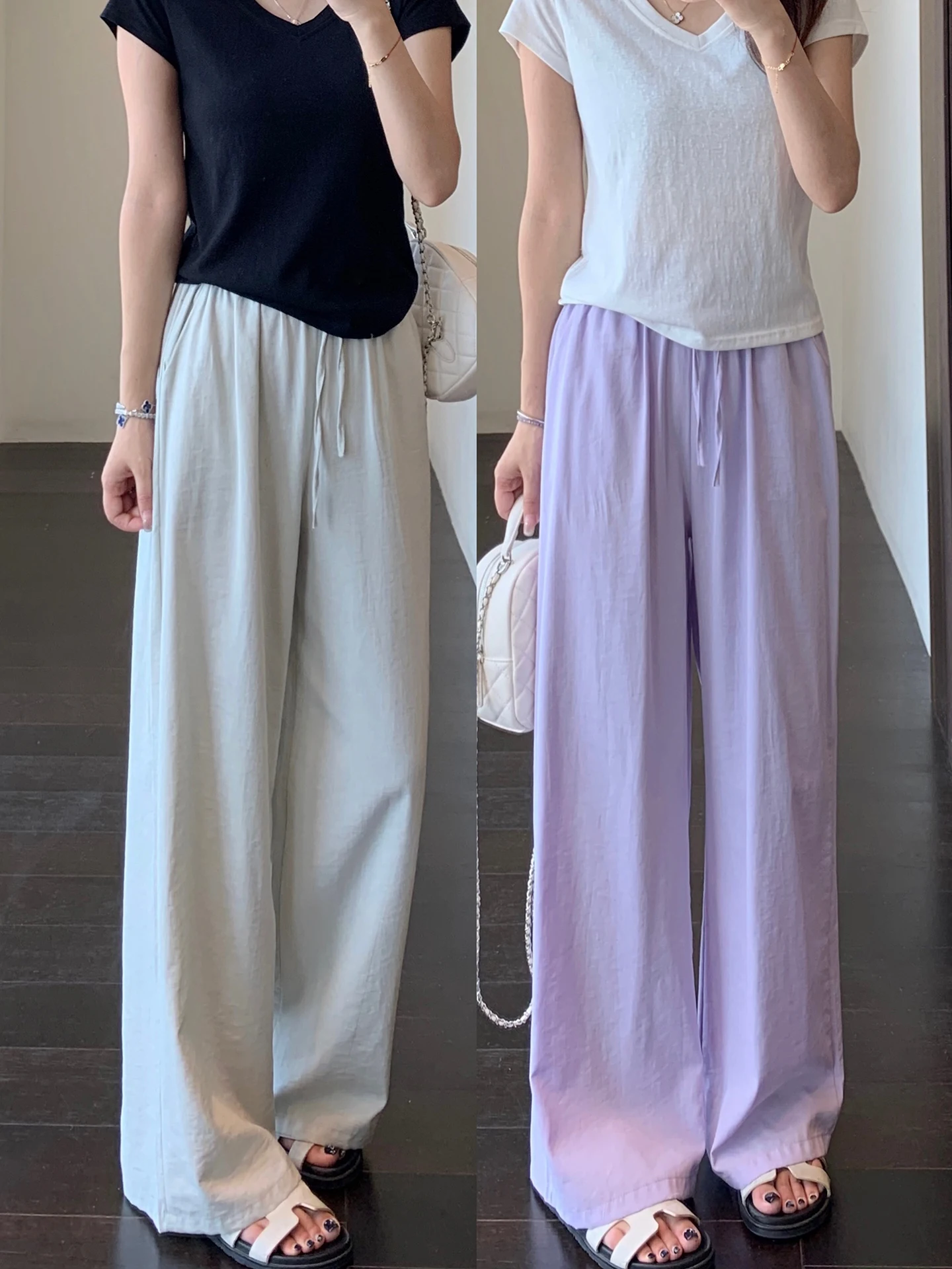 

Хлопково-льняные брюки Cool Sensation с широкими штанинами, прямым кроем и высокой талией, свободные повседневные женские летние брюки нового стиля, удобные