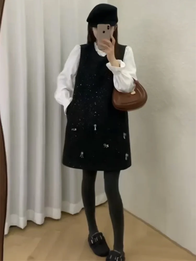 طقم نسائي طويل مكون من قطعتين من Faionable Sweet Sle طويل Sve مستدير Ne Ele Classy Spring Awakening ملابس داخلية Dr