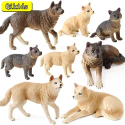 Wild Animal Wolf Model Ornaments Siberian Wolf King White Wolf cub Action Figures coyote Decor Children Early Teaching Aids Toys