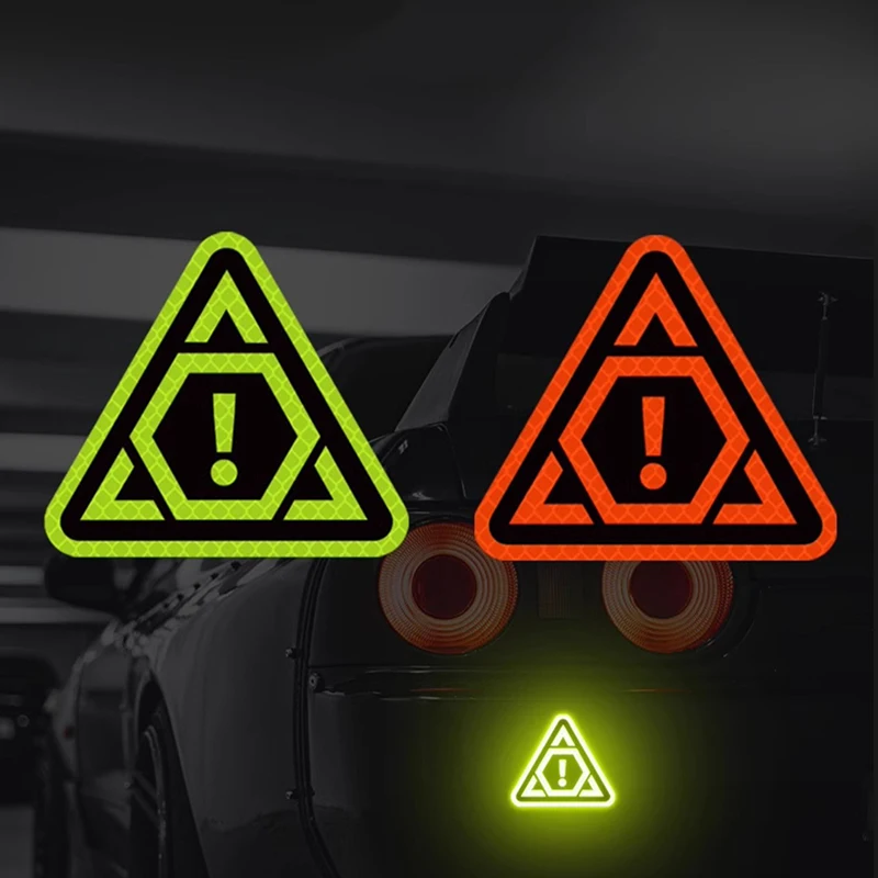 

Triangle Exclamation Point Warning Reflective Strip Safety Night Driving Car Stickers and Decals Scratch Cover Accesorios Auto