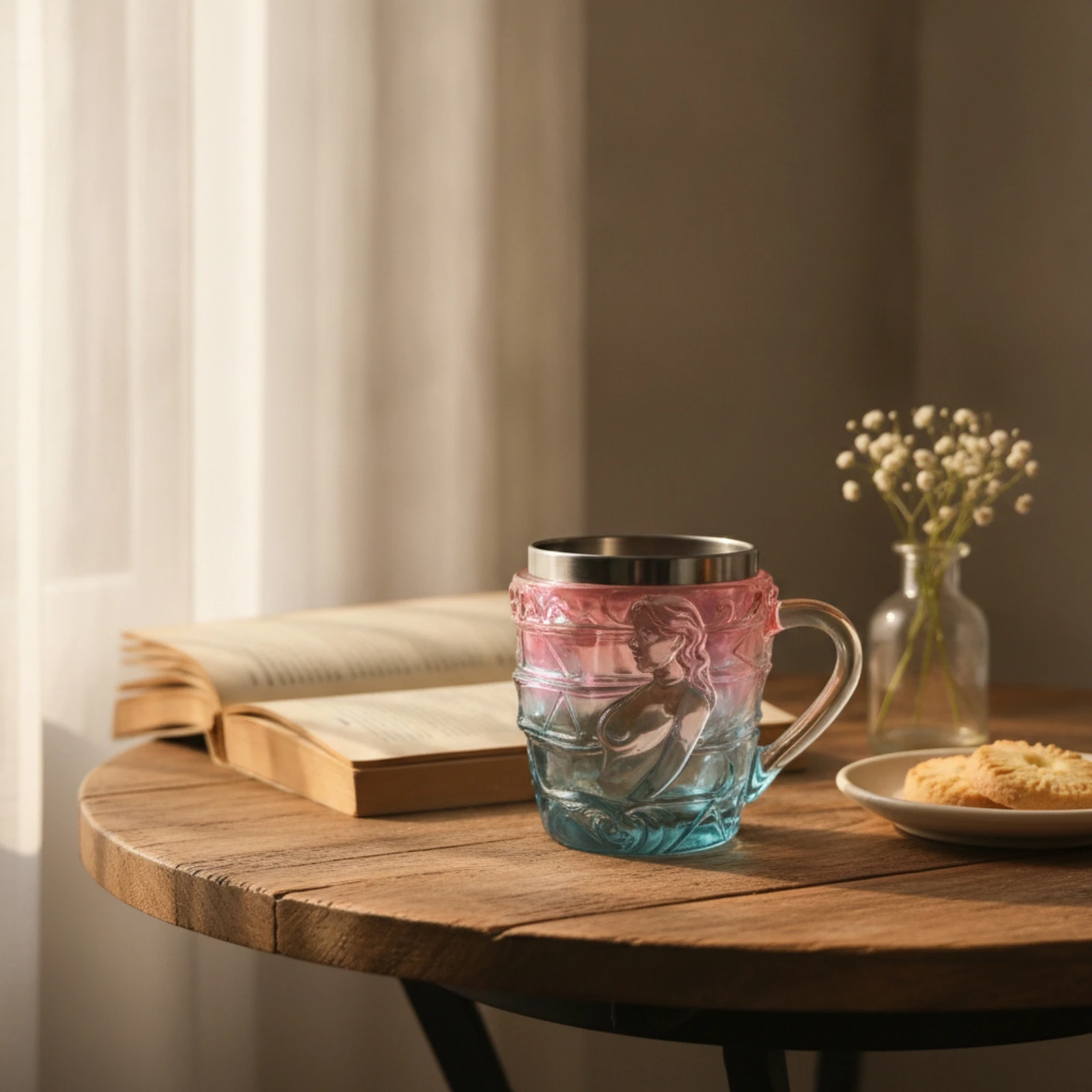 Coffee Mug Translucent Sculpted Mug Cup Faceted Drinkware Glossy for Book Lovers, Reading Nook, Office Desk