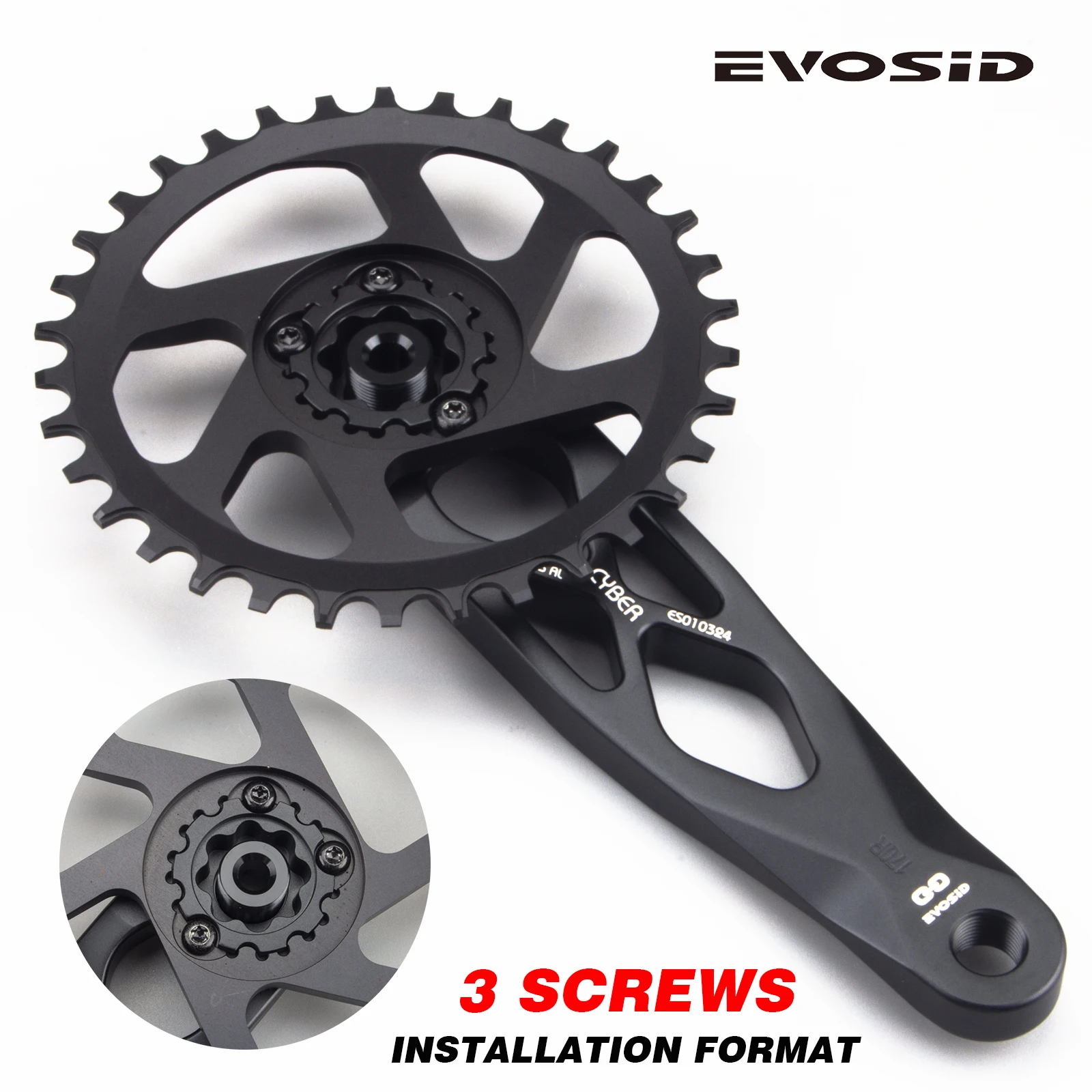 EVOSID Ultralight Mountain Bicycle Crankset DUB Aixs 29mm 3 Nail Direct Mount MTB Bike Hollow Integrated Crank 165/170mm AL7075