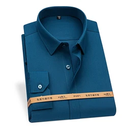 High Quality Men Shirt Bamboo Fiber Long Sleeve Anti-wrinkle Non-ironing Slim Fashion Casual Business Office White Dress Shirt