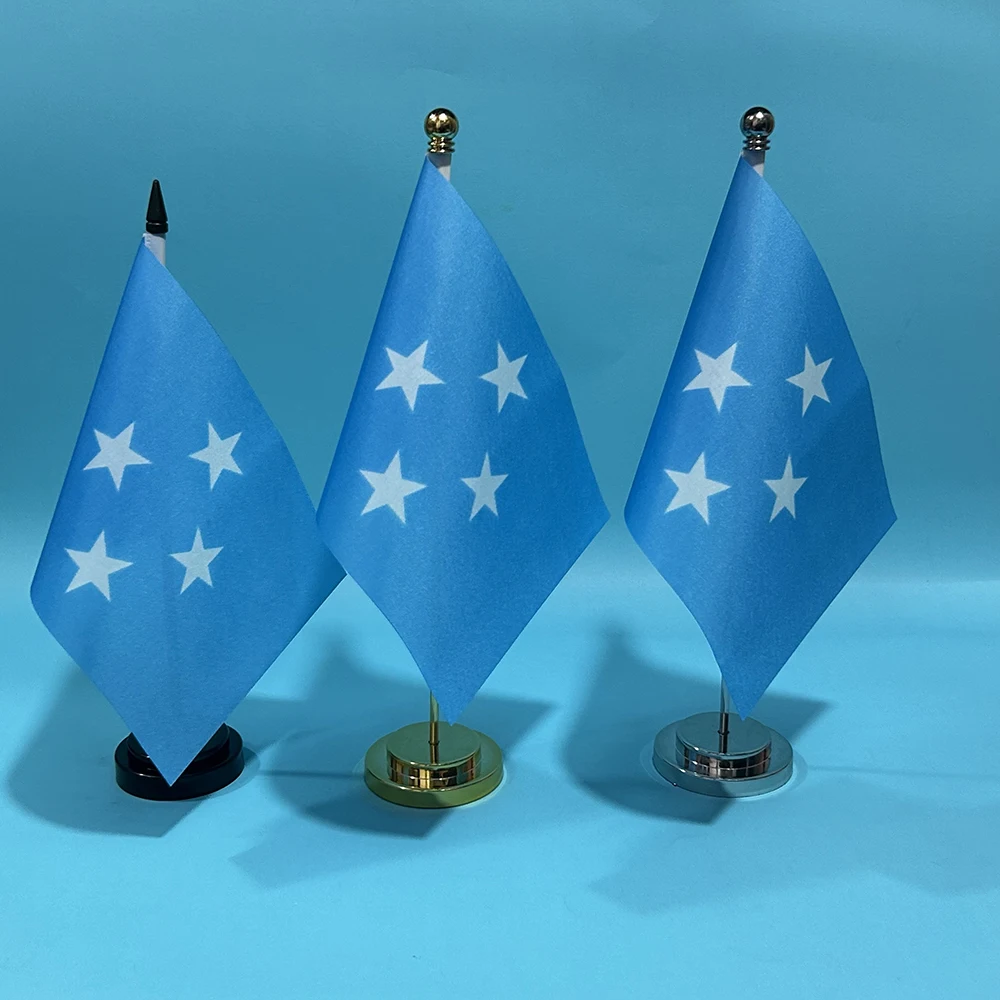 Office Desk Flag of Micronesia Flag 14x21cm Polyester Micronesia National Flag Country Banner Desk Ornaments Flags