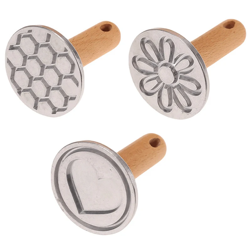 

3 Pcs DIY Baking Cake Pastry Cookie Stamps For Baking Metal Press With Wooden Handle Cookie Maker Decorating Supplies