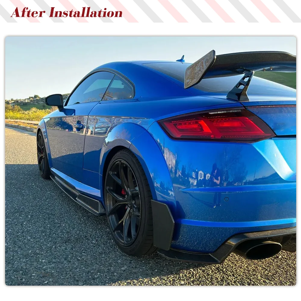 For Audi TT SLINE TTS TT RS TTRS MK3 2016-2020 Real Carbon Fiber Car Rear Bumper Splitters Canards Fins Side Spoiler Guard Plate