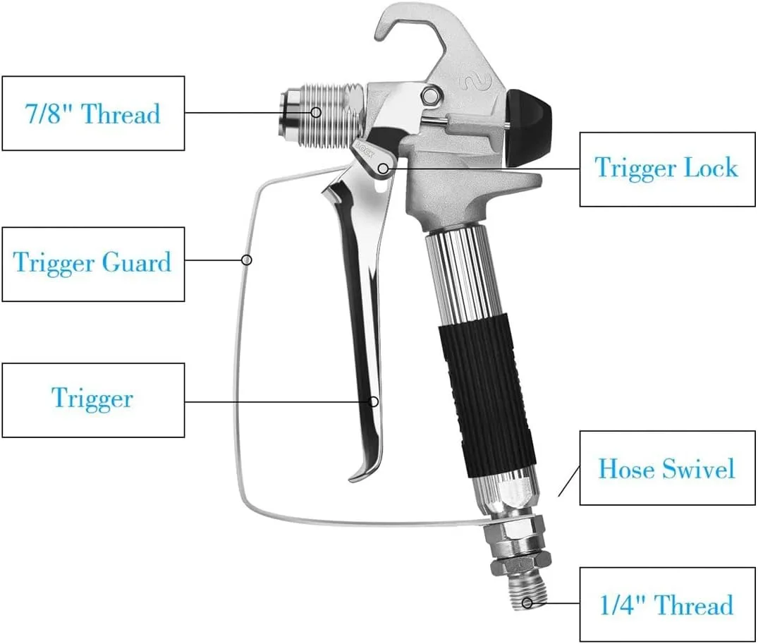Безвоздушный распылитель и комплект шлангов с удлинителем 8 дюймов, включая наконечник и наконечник 517, 3600 фунтов на квадратный дюйм