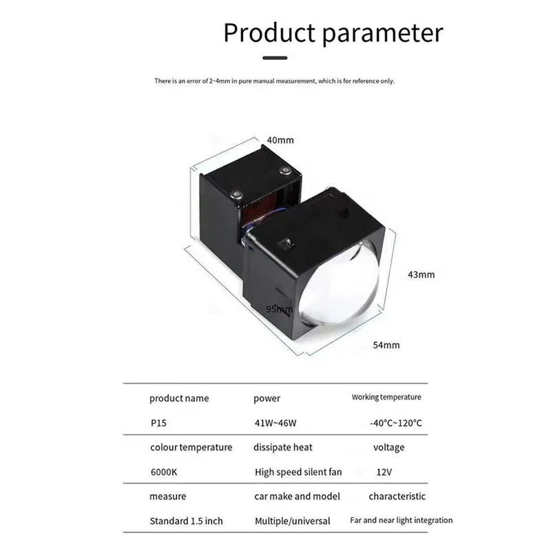 Universal Car Moto 1.5 Inch Matrix LED Headlight Dual Light Lens Support High Beam And Low Beam 6000K Light