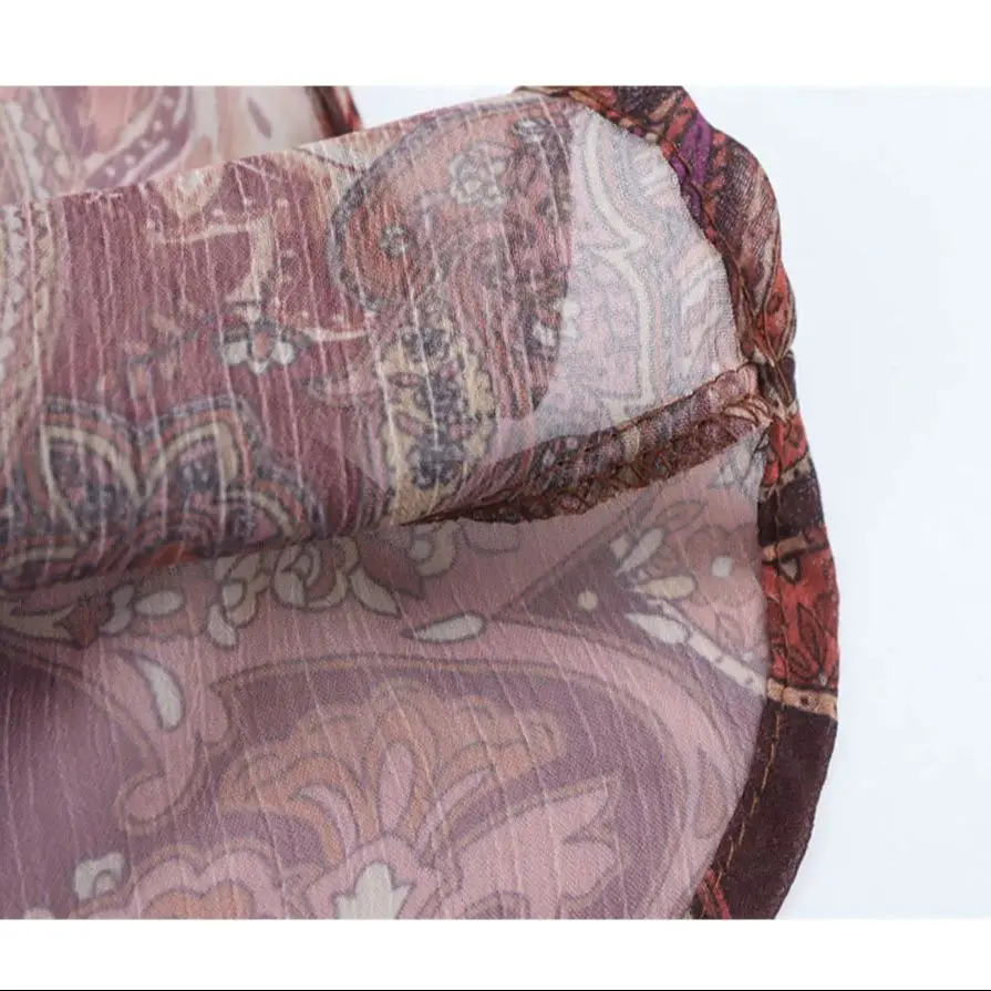 فستان بني على الطراز الفرنسي للنساء 2025 فستان جديد بطبعة زهور بقصة ضيقة بدون أكمام غير رسمي برقبة دائرية متعدد الطبقات وكشكشة #5