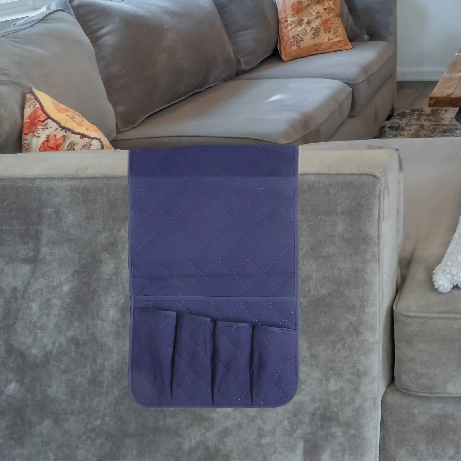 

Remote Control Storage Bag Blue Hanging Bedside ganizer Sofa Armrest Pouch For Magazines Books Couch Accessories