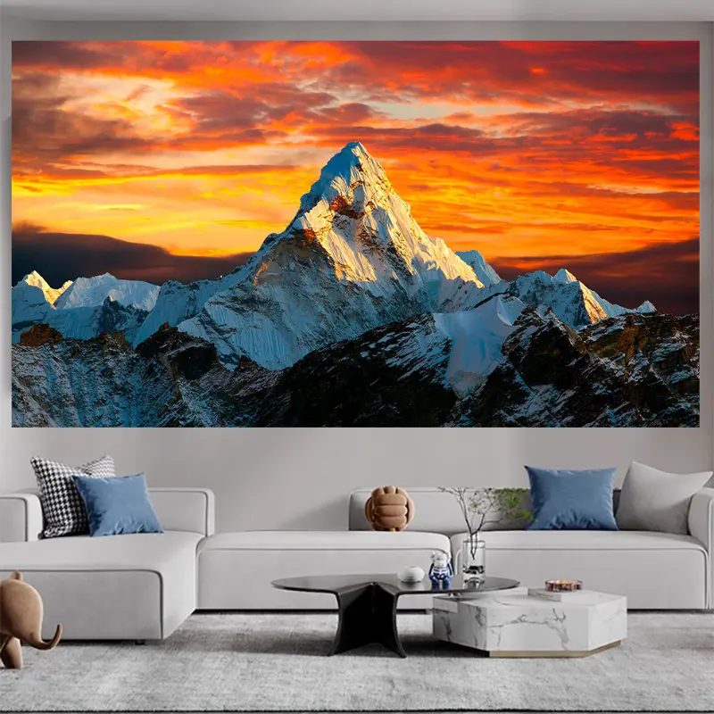 VIKAMA Snow Mountain Starry Tapestry Wall Hanging Night Peak Milky Way Landscape Nature Aesthetic Wall Art Bedroom Decor