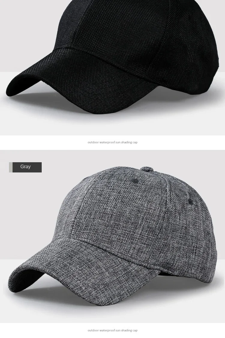 Overs ize xxl Faux Leinen Männer Frauen Baseball kappe atmungsaktiv gewebte große Papa Hut strukturierte Sport kappe für großen Kopf 56-59cm 60-65cm – Detail 12