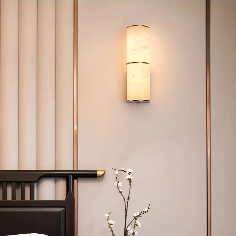 

Luxury Marble Wall Sconce LED Modern Copper Gold Wall Lamp Bedside Lighting Fixture 110 240v for Bedroom Hotel Corrid Decoration