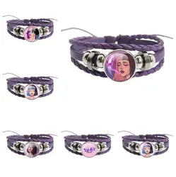 Melanie Martinez Crybaby Purple Leather Bracelets Album Pattern Glass Dome Cabochon Bangles Music Artist Jewelry Fans Gifts