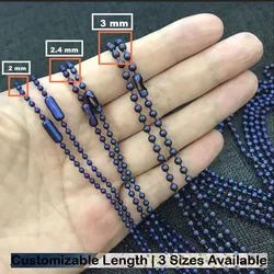 Titanium Ball Chain Necklace Custom Length (10-50cm) 2mm/2.4mm/3mm Bead Size Hypoallergenic Lightweight Jewelry Gift for Men