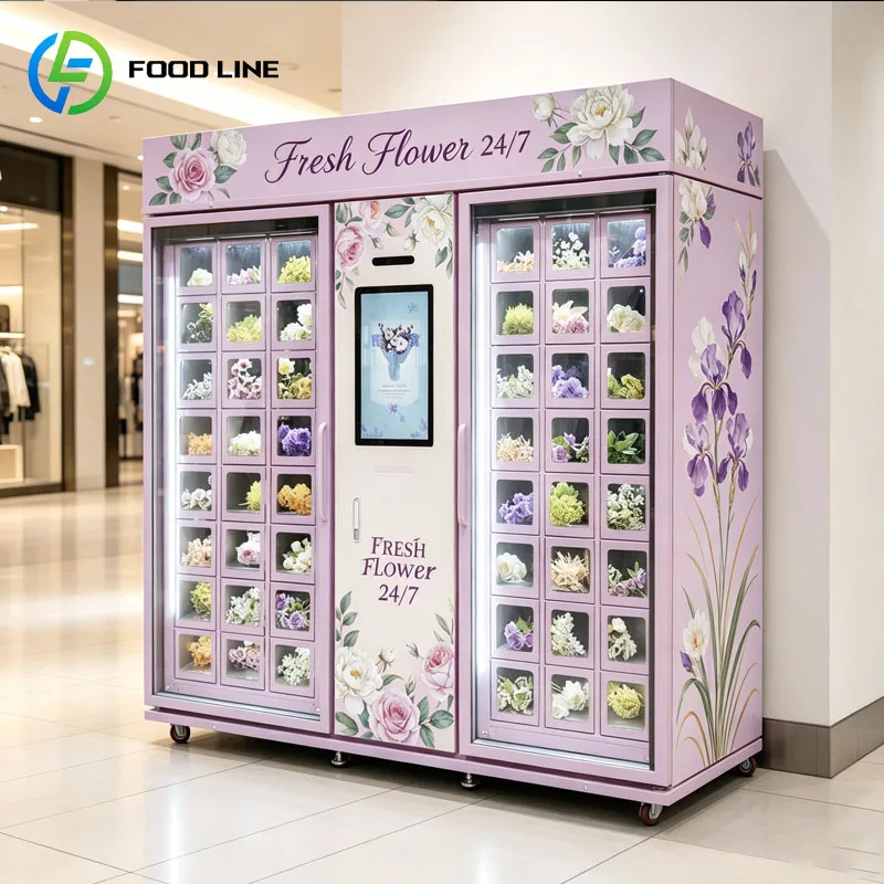 Self Service Flower Vending Machine Fresh Flowers Bouquet Locker Automatic Floral Retail Display Customized