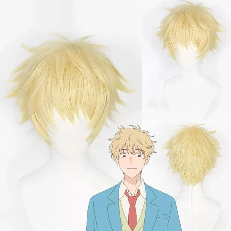 FC6Shima Sousuke Cosplay Perücke 2023 Neue Anime Skip und Loafer Cosplay Perücke Goldene Perücken Gelb Kurze Haare Männer Blonde Haar Party @ FC8!