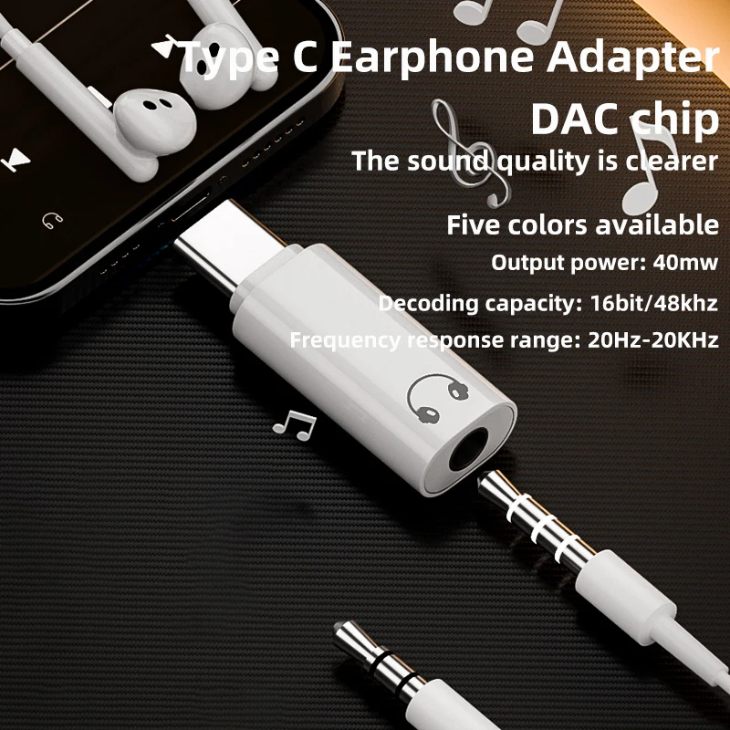 Transparent USB C to 3.5mm Headphone Charger Adapter Type C Earphone Aux Audio Jack Connector for iphone Samsung Huawei Xiaomi