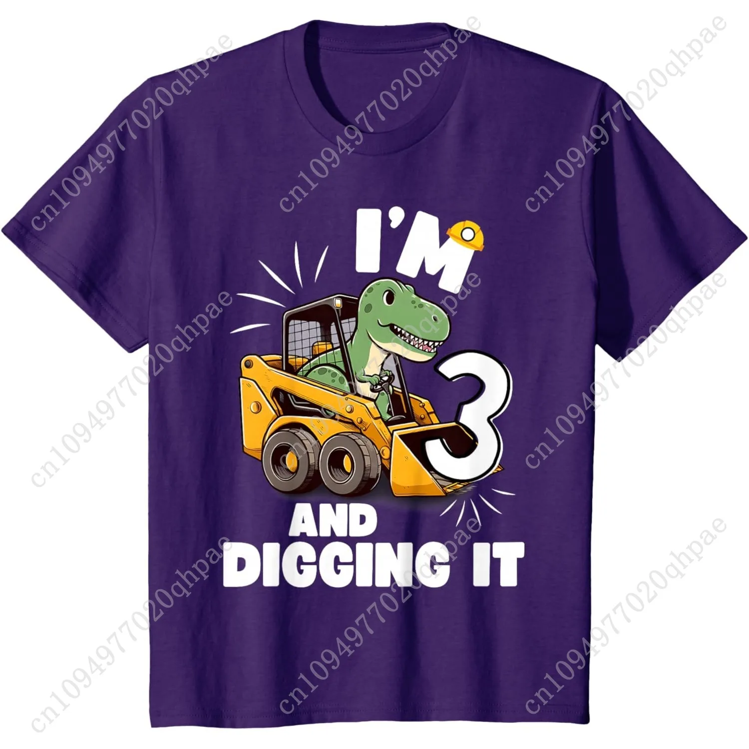 I'm 3 And Digging It 3rd Birthday Dinosaur Construction Boy T-Shirt