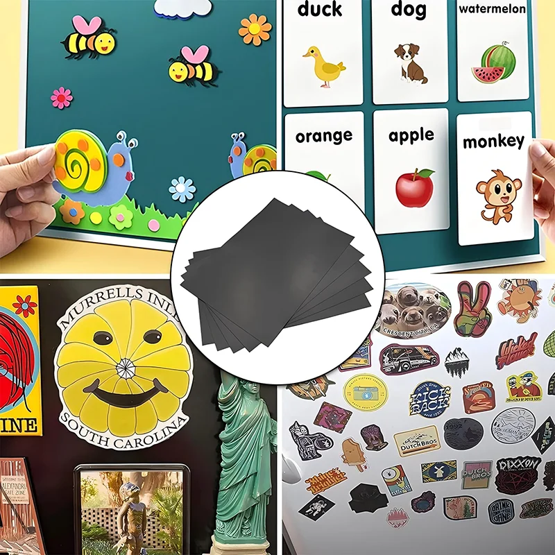 A4 من جانب واحد بدون لاصق ومع مغناطيس مطاطي لاصق، صفائح حصيرة مغناطيسية مرنة لصورة صورة الثلاجة DIY #4