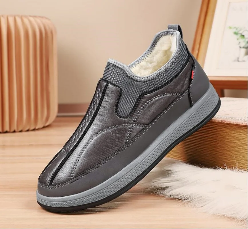 

Зимние сапоги из овечьей шерсти 2024, мужская хлопковая обувь с бархатом, теплые мужские повседневные ботинки, обувь для папы среднего возраста