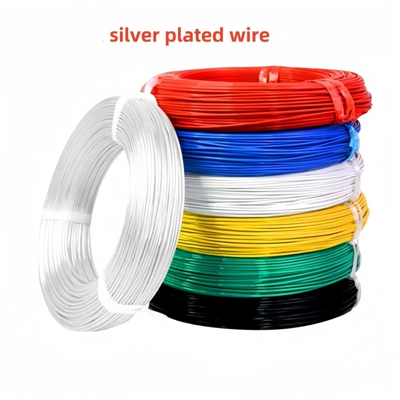 

5/10m PTFE silver plated wire high temperature resistance 20 18 17 15 11AWG high temperature wire ground induction coil