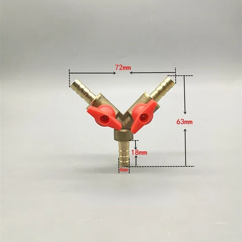 Imagen 2 del producto Espiga para manguera de 6, 8, 10, 12mm, tipo Y, tres, 3 vías, válvula de bola de cierre de latón, adaptador de conector de instalación de tubería para combustible, Gas, agua, aceite y aire