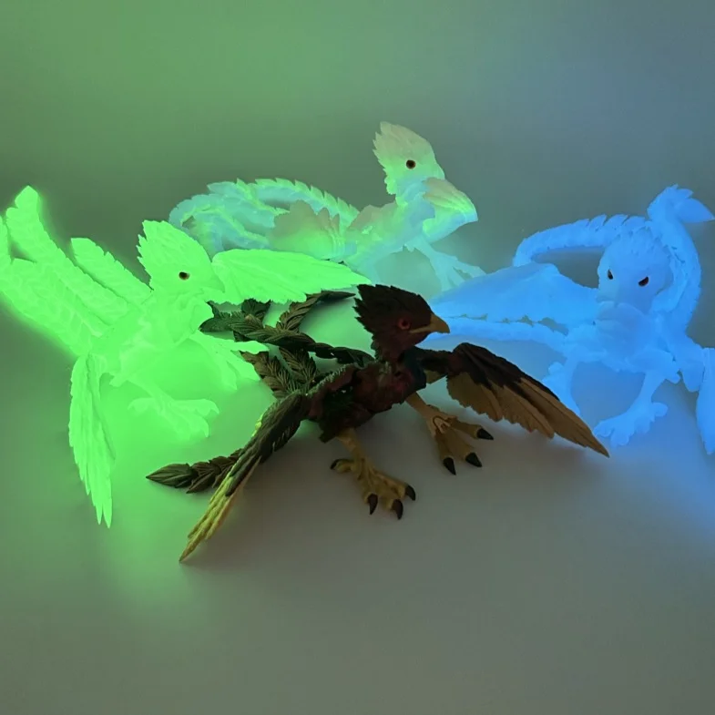 3D Printed Phoenix Bird with Multi Color Movable Joint Handicraft for Kids Toys Display and Home Desk Decoration or Kids Gift
