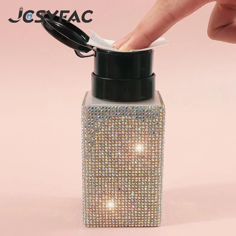 

1 Pcs Diamond Nail Refillable Bottles Empty Press Pump Dispenser Nail Art Polish Remover Cleaner Makeup Bottle Manicure Tool