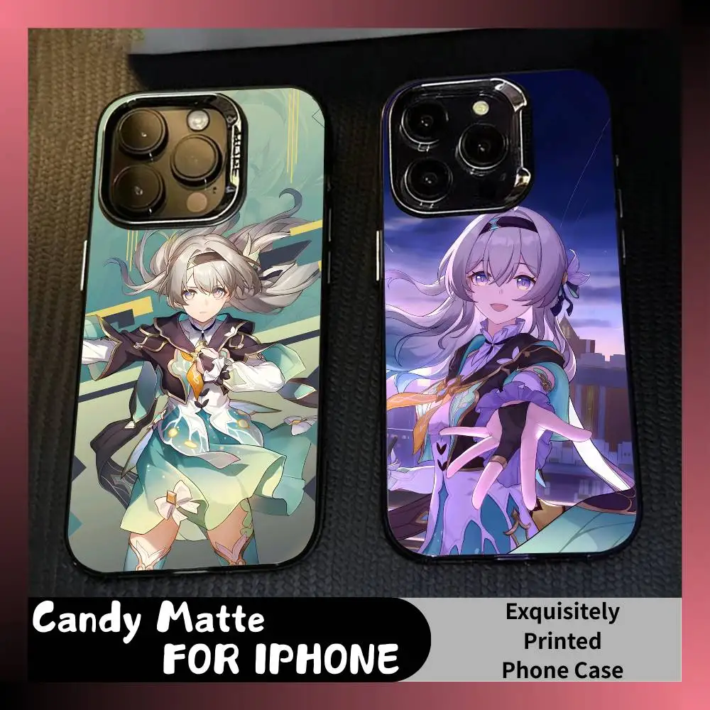 

HSR Game F-Fire-fly Mecha Girl Phone Case For iPhone 16 17 15 14 12 13 Pro Max Black Candy Matte Shockproof Cover